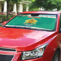 Bulgaria Christmas Auto Sun Shade with Green-White Theme, Coat of Arms, and National Flag Motif - Wonder Print Shop