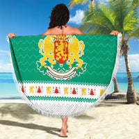 Bulgaria Christmas Beach Blanket with Green-White Theme, Coat of Arms, and National Flag Motif - Wonder Print Shop