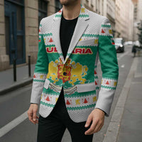 Bulgaria Christmas Blazer with Green-White Theme, Coat of Arms, and National Flag Motif - Wonder Print Shop