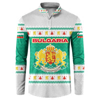 Bulgaria Christmas Button Sweatshirt with Green-White Theme, Coat of Arms, and National Flag Motif - Wonder Print Shop