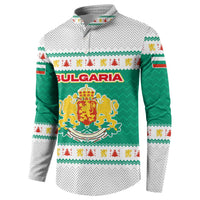 Bulgaria Christmas Button Sweatshirt with Green-White Theme, Coat of Arms, and National Flag Motif - Wonder Print Shop