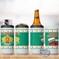 Bulgaria Christmas 4 in 1 Can Cooler Tumbler with Green-White Theme, Coat of Arms, and National Flag Motif - Wonder Print Shop