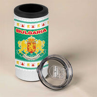 Bulgaria Christmas 4 in 1 Can Cooler Tumbler with Green-White Theme, Coat of Arms, and National Flag Motif - Wonder Print Shop