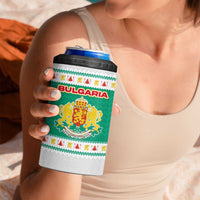 Bulgaria Christmas 4 in 1 Can Cooler Tumbler with Green-White Theme, Coat of Arms, and National Flag Motif - Wonder Print Shop