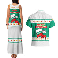 Bulgaria Christmas Couples Matching Tank Maxi Dress and Hawaiian Shirt with Green-White Theme, Coat of Arms, and National Flag Motif - Wonder Print Shop