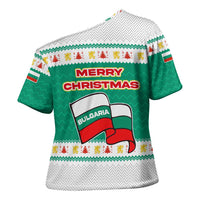 Bulgaria Christmas Cross Shoulder Shirt with Green-White Theme, Coat of Arms, and National Flag Motif - Wonder Print Shop