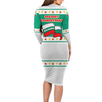 Bulgaria Christmas Family Matching Long Sleeve Bodycon Dress and Hawaiian Shirt with Green-White Theme, Coat of Arms, and National Flag Motif - Wonder Print Shop