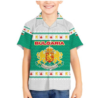 Bulgaria Christmas Family Matching Mermaid Dress and Hawaiian Shirt with Green-White Theme, Coat of Arms, and National Flag Motif - Wonder Print Shop