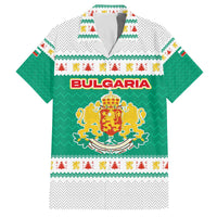 Bulgaria Christmas Family Matching Off The Shoulder Long Sleeve Dress and Hawaiian Shirt with Green-White Theme, Coat of Arms, and National Flag Motif - Wonder Print Shop