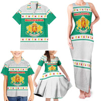 Bulgaria Christmas Family Matching Tank Maxi Dress and Hawaiian Shirt with Green-White Theme, Coat of Arms, and National Flag Motif - Wonder Print Shop