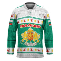 Bulgaria Christmas Hockey Jersey with Green-White Theme, Coat of Arms, and National Flag Motif - Wonder Print Shop