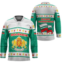 Bulgaria Christmas Hockey Jersey with Green-White Theme, Coat of Arms, and National Flag Motif - Wonder Print Shop
