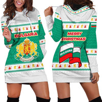 Bulgaria Christmas Hoodie Dress with Green-White Theme, Coat of Arms, and National Flag Motif - Wonder Print Shop
