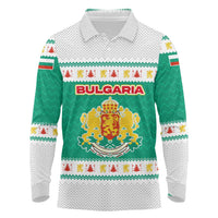 Bulgaria Christmas Long Sleeve Polo Shirt with Green-White Theme, Coat of Arms, and National Flag Motif - Wonder Print Shop