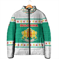 Bulgaria Christmas Padded Jacket with Green-White Theme, Coat of Arms, and National Flag Motif - Wonder Print Shop
