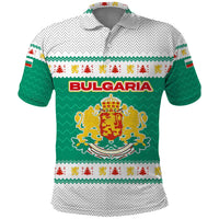 Bulgaria Christmas Polo Shirt with Green-White Theme, Coat of Arms, and National Flag Motif - Wonder Print Shop
