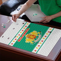 Bulgaria Christmas Puzzle with Green-White Theme, Coat of Arms, and National Flag Motif - Wonder Print Shop