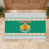 Bulgaria Christmas Rubber Doormat with Green-White Theme, Coat of Arms, and National Flag Motif - Wonder Print Shop