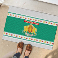 Bulgaria Christmas Rubber Doormat with Green-White Theme, Coat of Arms, and National Flag Motif - Wonder Print Shop