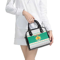 Bulgaria Christmas Shoulder Handbag with Green-White Theme, Coat of Arms, and National Flag Motif - Wonder Print Shop