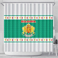 Bulgaria Christmas Shower Curtain with Green-White Theme, Coat of Arms, and National Flag Motif - Wonder Print Shop
