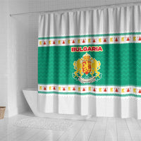 Bulgaria Christmas Shower Curtain with Green-White Theme, Coat of Arms, and National Flag Motif - Wonder Print Shop