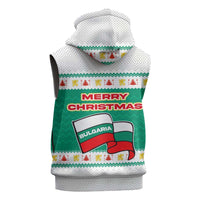 Bulgaria Christmas Sleeveless Zip Hoodie with Green-White Theme, Coat of Arms, and National Flag Motif - Wonder Print Shop