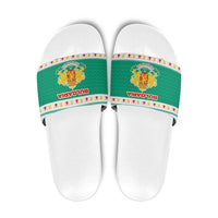Bulgaria Christmas Slide Sandals with Green-White Theme, Coat of Arms, and National Flag Motif - Wonder Print Shop