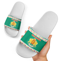 Bulgaria Christmas Slide Sandals with Green-White Theme, Coat of Arms, and National Flag Motif - Wonder Print Shop