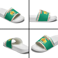 Bulgaria Christmas Slide Sandals with Green-White Theme, Coat of Arms, and National Flag Motif - Wonder Print Shop