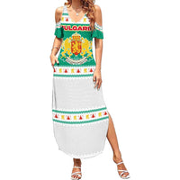 Bulgaria Christmas Summer Maxi Dress with Green-White Theme, Coat of Arms, and National Flag Motif - Wonder Print Shop