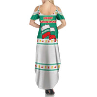 Bulgaria Christmas Summer Maxi Dress with Green-White Theme, Coat of Arms, and National Flag Motif - Wonder Print Shop