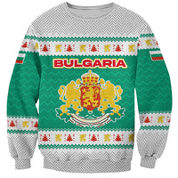 Bulgaria Christmas Sweatshirt with Green-White Theme, Coat of Arms, and National Flag Motif - Wonder Print Shop