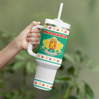 Bulgaria Christmas Tumbler With Handle with Green-White Theme, Coat of Arms, and National Flag Motif - Wonder Print Shop