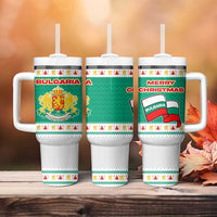 Bulgaria Christmas Tumbler With Handle with Green-White Theme, Coat of Arms, and National Flag Motif - Wonder Print Shop