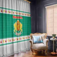 Bulgaria Christmas Window Curtain with Green-White Theme, Coat of Arms, and National Flag Motif - Wonder Print Shop