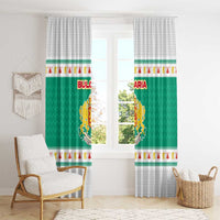 Bulgaria Christmas Window Curtain with Green-White Theme, Coat of Arms, and National Flag Motif - Wonder Print Shop