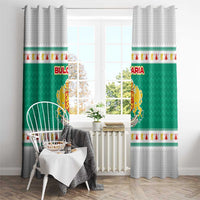 Bulgaria Christmas Window Curtain with Green-White Theme, Coat of Arms, and National Flag Motif - Wonder Print Shop
