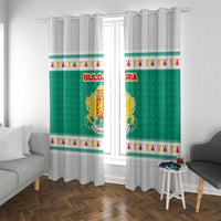 Bulgaria Christmas Window Curtain with Green-White Theme, Coat of Arms, and National Flag Motif - Wonder Print Shop