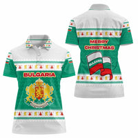 Bulgaria Christmas Women Polo Shirt with Green-White Theme, Coat of Arms, and National Flag Motif - Wonder Print Shop