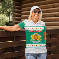 Bulgaria Christmas Women Polo Shirt with Green-White Theme, Coat of Arms, and National Flag Motif - Wonder Print Shop