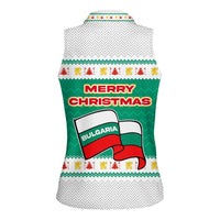 Bulgaria Christmas Women Sleeveless Polo Shirt with Green-White Theme, Coat of Arms, and National Flag Motif - Wonder Print Shop