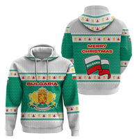 Bulgaria Christmas Zip Hoodie with Green-White Theme, Coat of Arms, and National Flag Motif - Wonder Print Shop