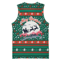 Bulgaria Christmas Basketball Jersey with Green-Red Theme, Golden Lion, and Santa Sleigh Motif - Wonder Print Shop