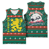 Bulgaria Christmas Basketball Jersey with Green-Red Theme, Golden Lion, and Santa Sleigh Motif - Wonder Print Shop