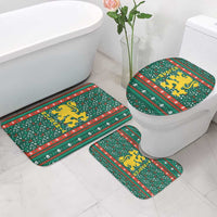Bulgaria Christmas Bathroom Set with Green-Red Theme, Golden Lion, and Santa Sleigh Motif - Wonder Print Shop