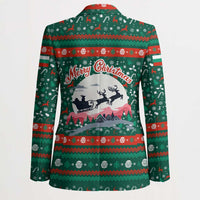 Bulgaria Christmas Blazer with Green-Red Theme, Golden Lion, and Santa Sleigh Motif - Wonder Print Shop