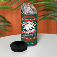 Bulgaria Christmas 4 in 1 Can Cooler Tumbler with Green-Red Theme, Golden Lion, and Santa Sleigh Motif - Wonder Print Shop