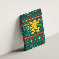 Bulgaria Christmas Canvas Wall Art with Green-Red Theme, Golden Lion, and Santa Sleigh Motif - Wonder Print Shop