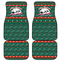 Bulgaria Christmas Car Mats with Green-Red Theme, Golden Lion, and Santa Sleigh Motif - Wonder Print Shop